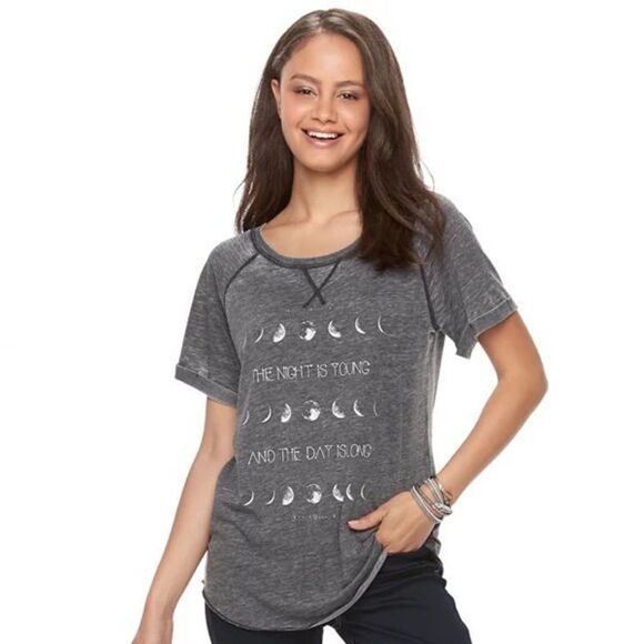 Womens Grayson Threads The Night is Young Moon Burnout Graphic Tee - Sz M - Picture 1 of 2